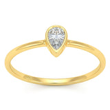 <span style="color:purple">SPECIAL!</span> .23ct G SI 14kt Yellow Gold Pear Diamond Bezel Set Solitaire Ring Size 6.5