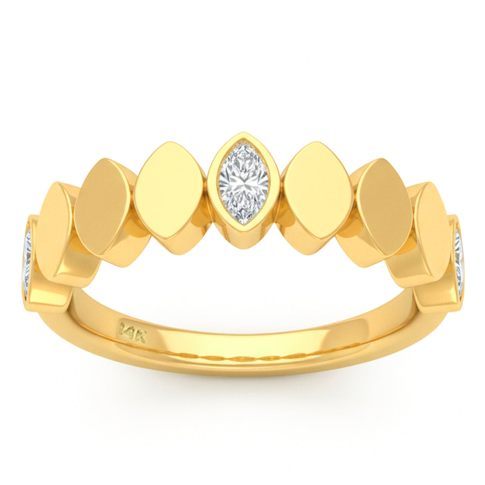 .33ct G SI 14kt Yellow Gold Diamond Bezel Set Band Ring Size 6.5