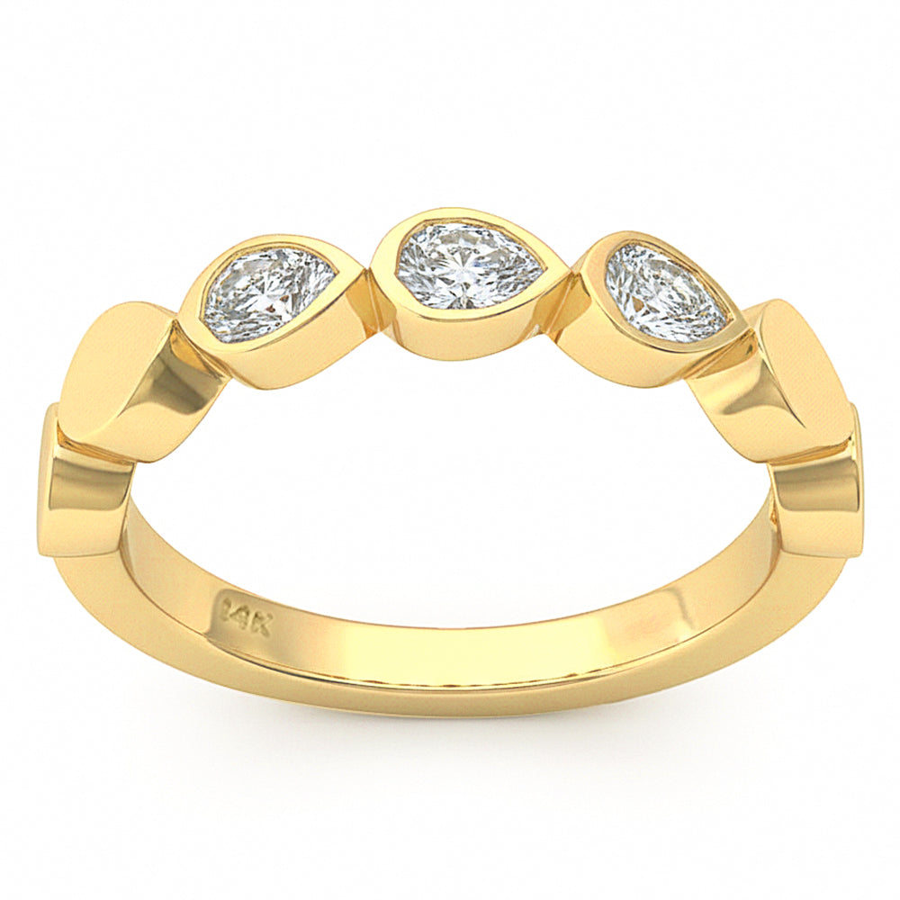 <span style="color:purple">SPECIAL!</span> .38ct G SI 14kt Yellow Gold Diamond Bezel Set Band Ring Size 6.5