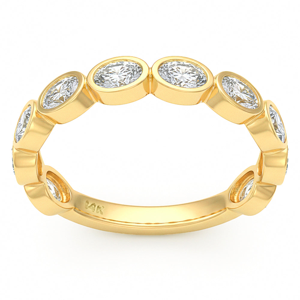.96ct G SI 14kt Yellow Gold Diamond Bezel Set Band Ring Size 6.5