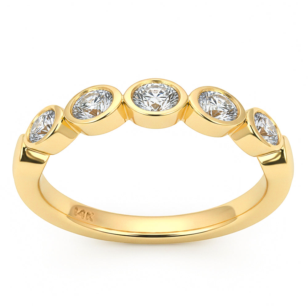 .52ct G SI 14kt Yellow Gold Diamond Bezel Set Band Ring Size 6.5