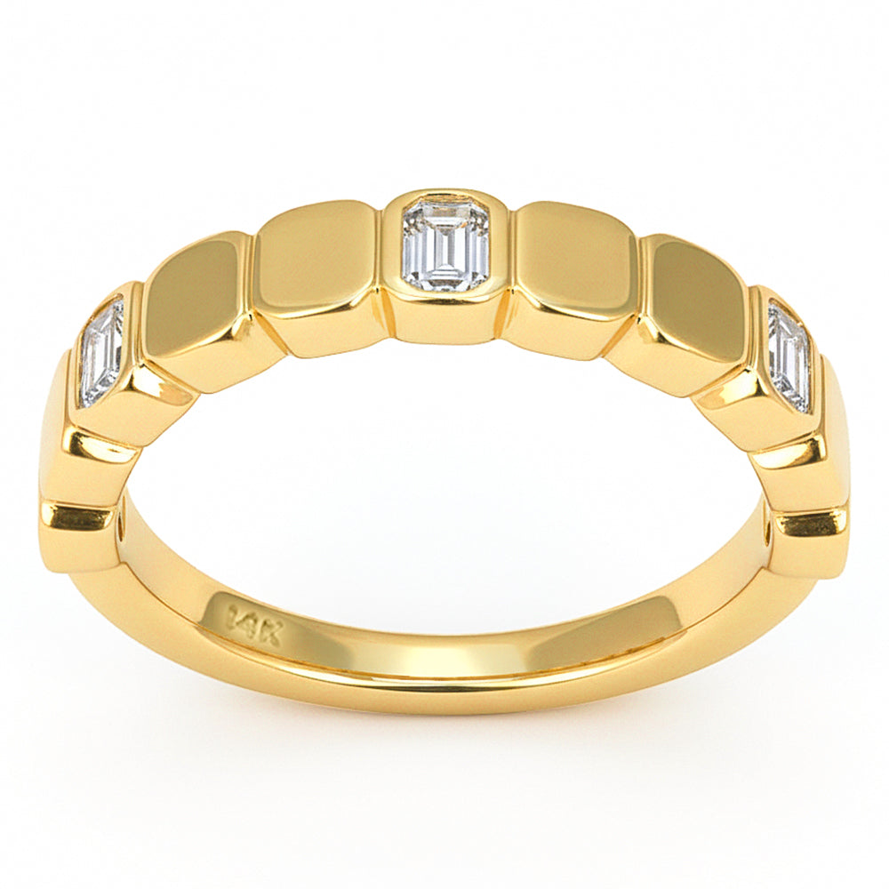 <span style="color:purple">SPECIAL!</span> .34ct G SI 14kt Yellow Gold Diamond Bezel Set Band Ring Size 6.5