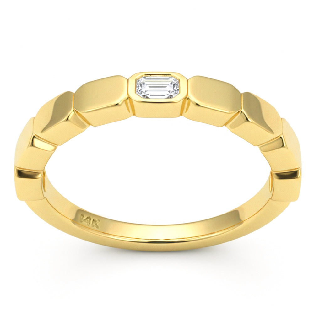 .33ct G SI 14kt Yellow Gold Diamond Bezel Set Band Ring Size 6.5