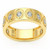 .75ct G SI 14kt Yellow Gold Diamond Bezel Set Band Ring Size 6.5
