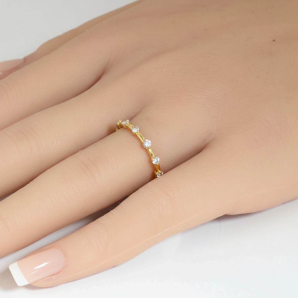 <span style="color:purple">SPECIAL!</span> .59ct G SI 14kt Yellow Gold Diamond Band Ring Size 6.5