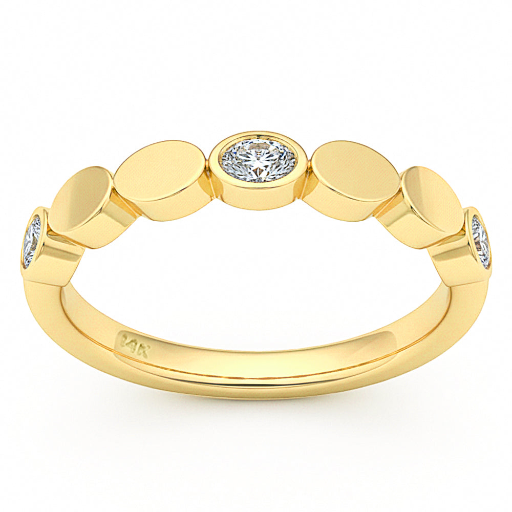 .24ct G SI 14kt Yellow Gold Diamond Bezel Set Band Ring Size 6.5