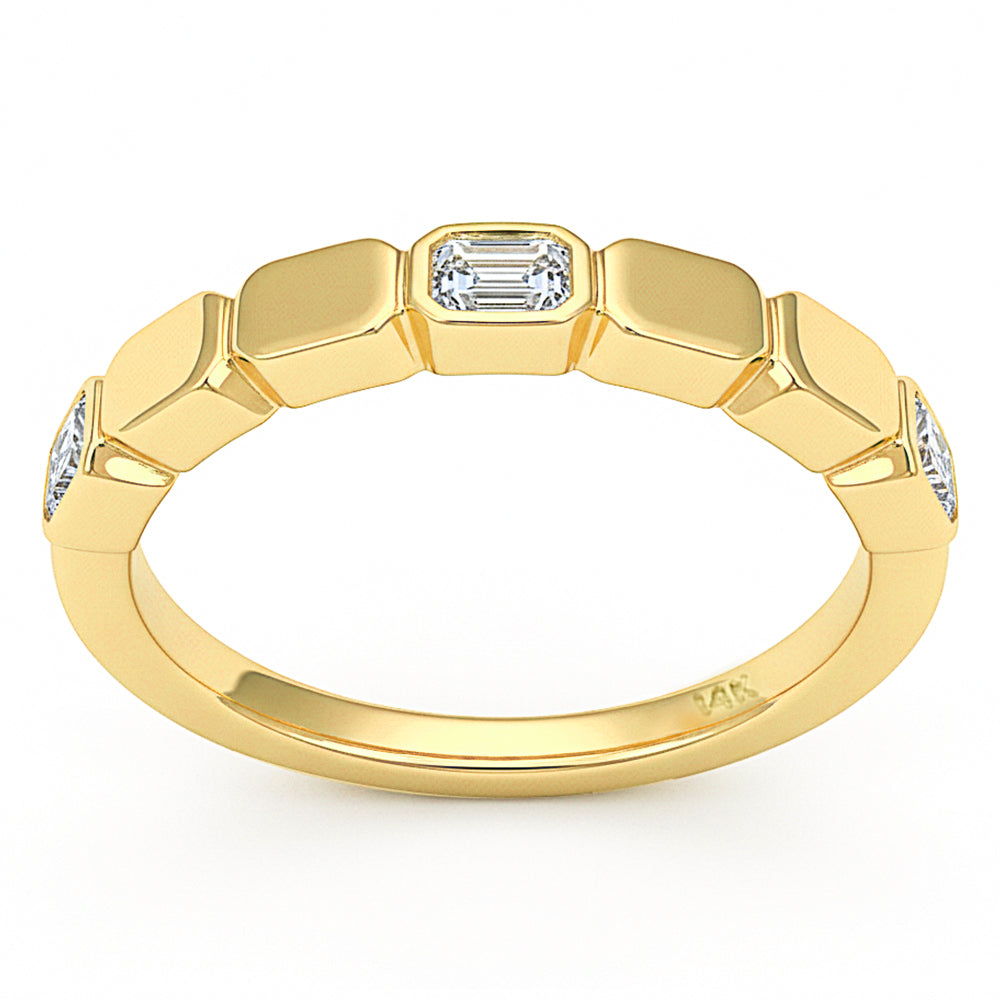 .36ct G SI 14kt Yellow Gold Diamond Bezel Set Band Ring Size 6.5