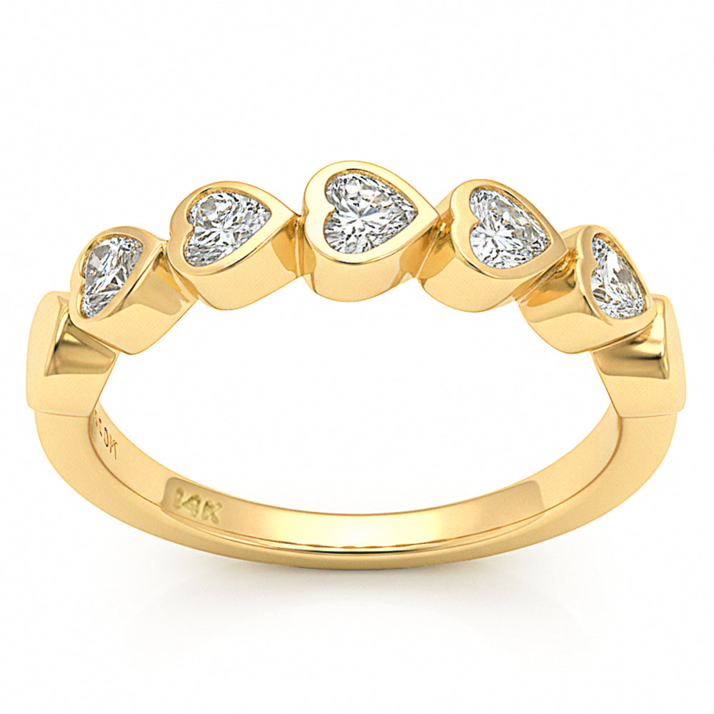.50ct G SI 14kt Yellow Gold Diamond Bezel Set Band Ring Size 6.5