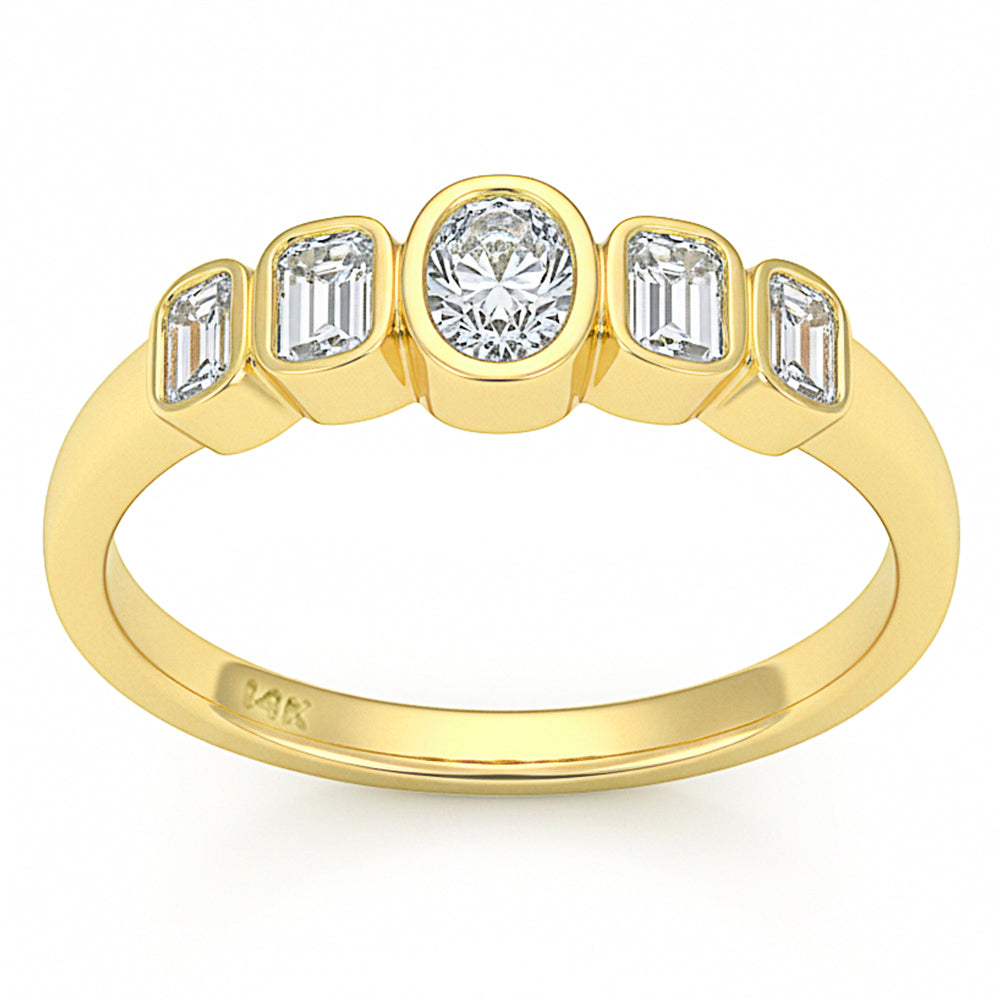 .66ct G SI 14kt Yellow Gold Diamond Bezel Set Band Ring Size 6.5