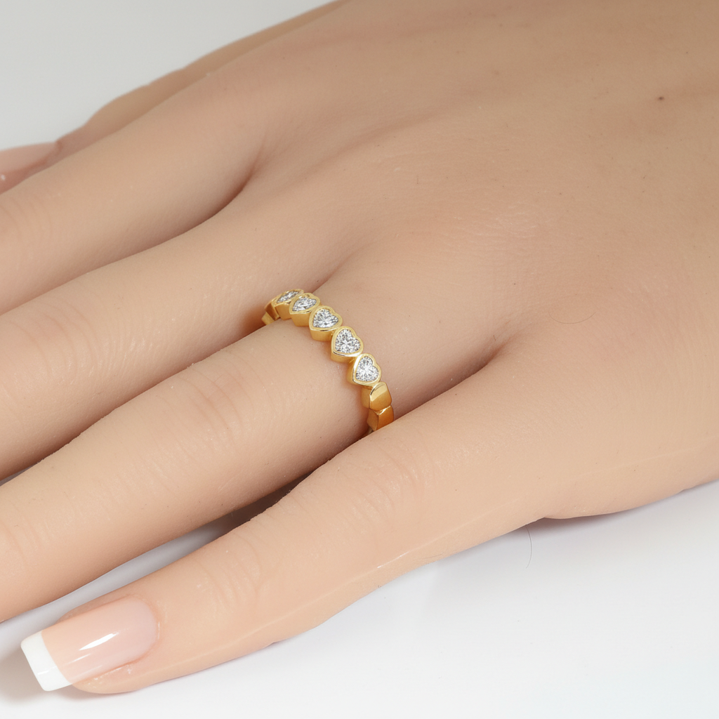 .48ct G SI 14kt Yellow Gold Diamond Bezel Set Band Ring Size 6.5