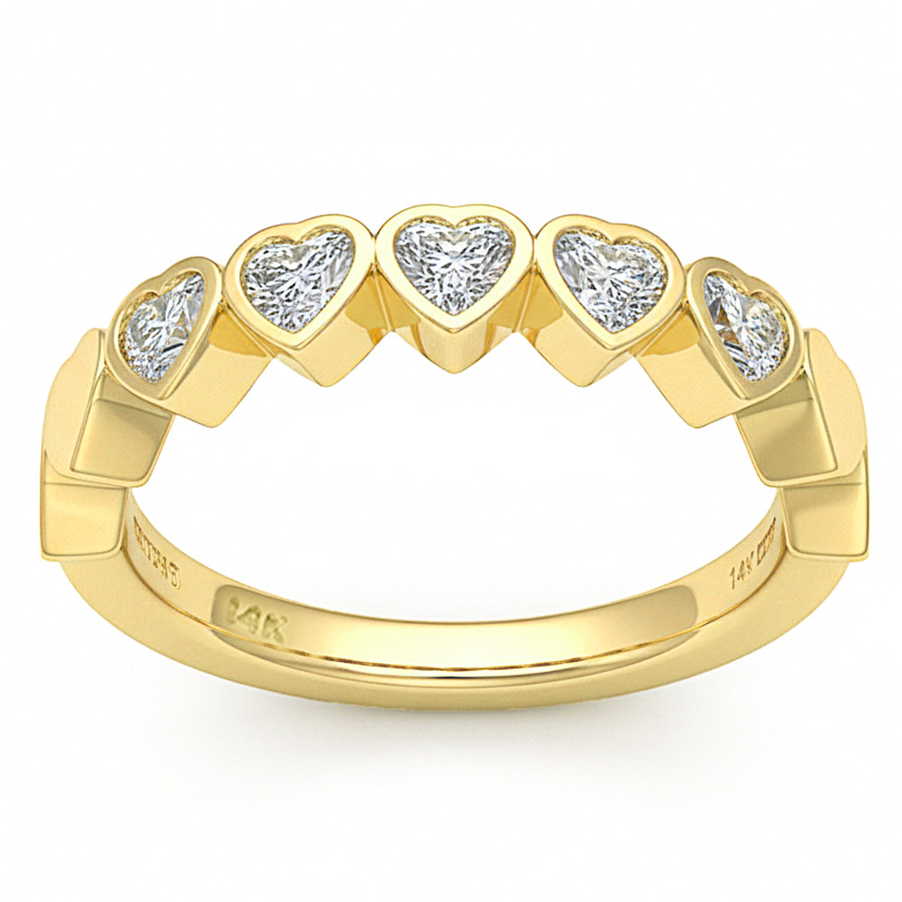 .48ct G SI 14kt Yellow Gold Diamond Bezel Set Band Ring Size 6.5