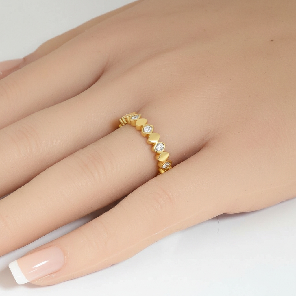 .43ct G SI 14kt Yellow Gold Diamond Bezel Set Band Ring Size 6.5