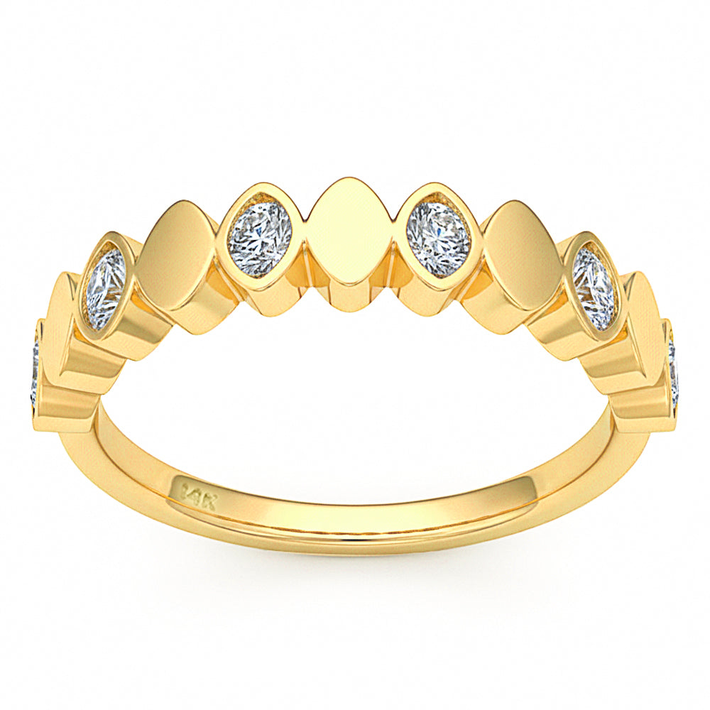 .43ct G SI 14kt Yellow Gold Diamond Bezel Set Band Ring Size 6.5