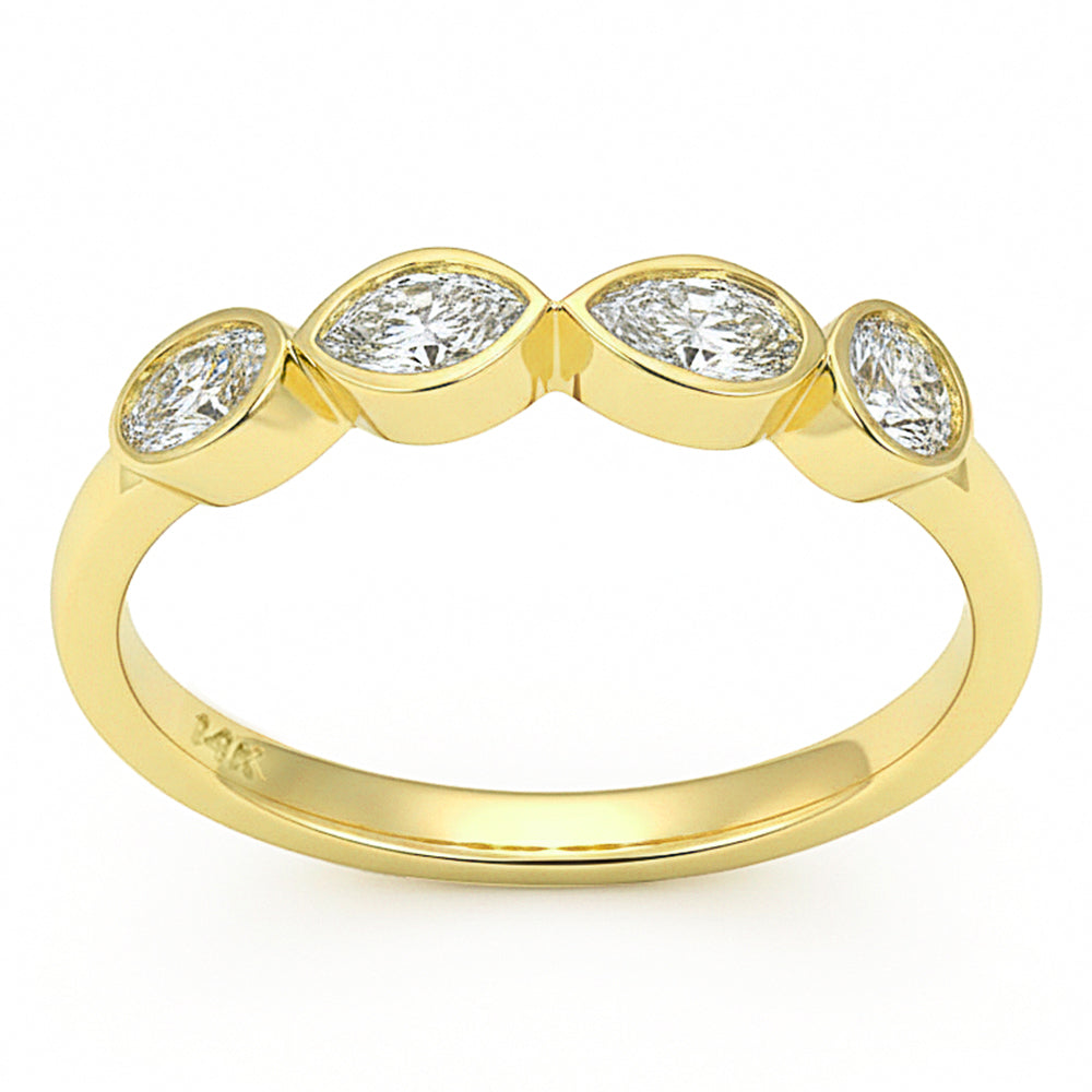 .46ct G SI 14kt Yellow Gold Diamond Bezel Set Band Ring Size 6.5