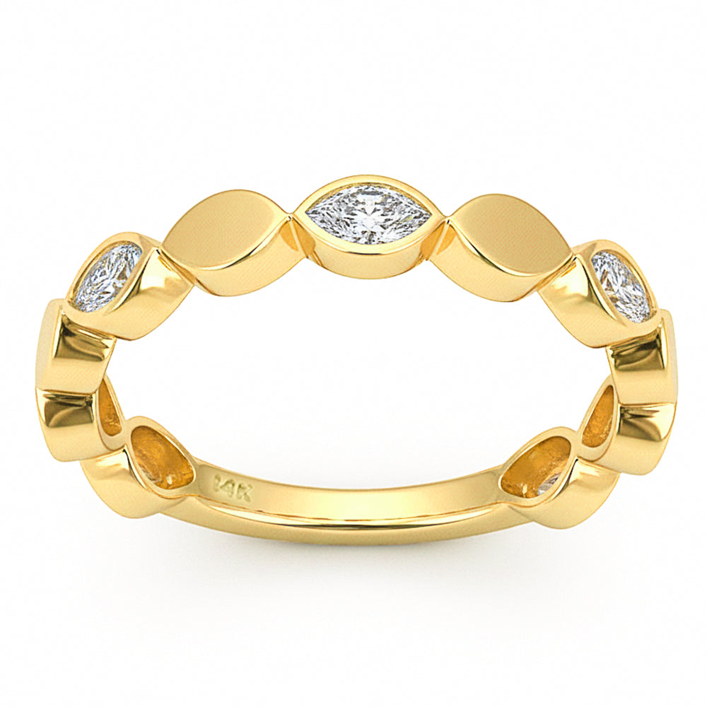 .37ct G SI 14kt Yellow Gold Diamond Bezel Set Band Ring Size 6.5