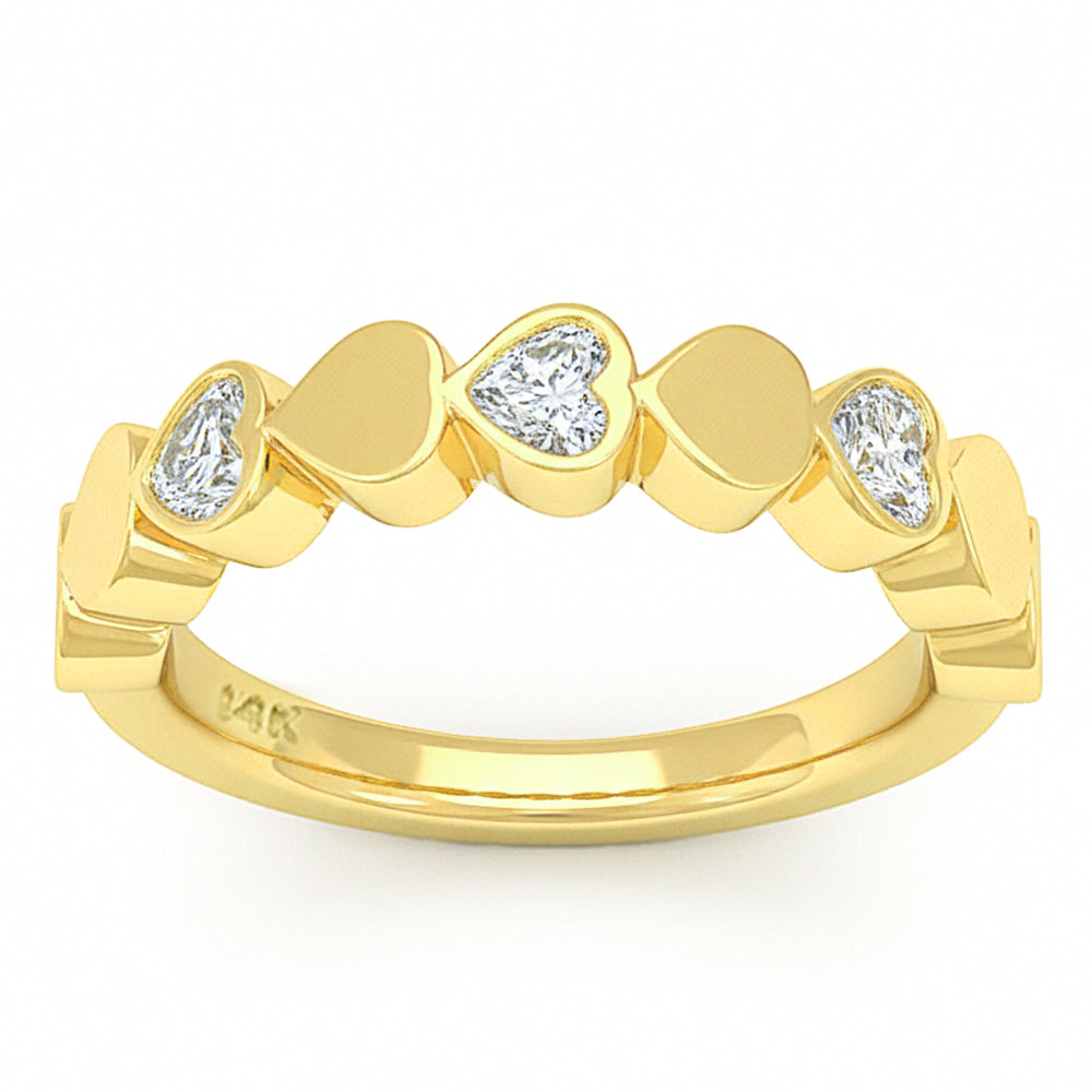 .37ct G SI 14kt Yellow Gold Diamond Bezel Set Band Ring Size 6.5