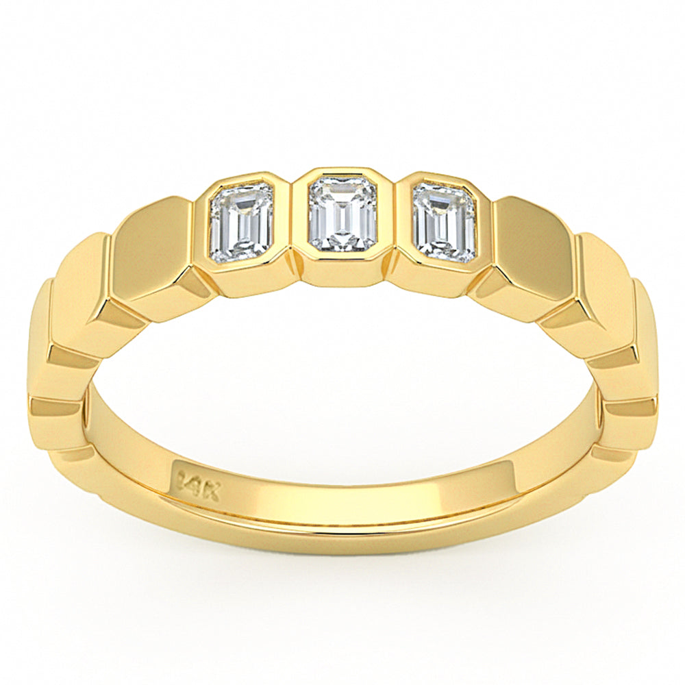 <span style="color:purple">SPECIAL!</span> .31ct G SI 14kt Yellow Gold Diamond Bezel Set Band Ring Size 6.5