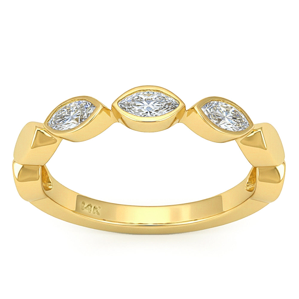 .35ct G SI 14kt Yellow Gold Diamond Bezel Set Band Ring Size 6.5