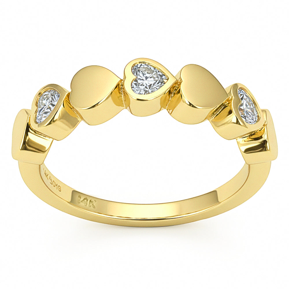 <span style="color:purple">¡ESPECIAL!</span> .41ct G SI 14kt Oro Amarillo Anillo con Engaste de Bisel de Diamantes Talla 6.5