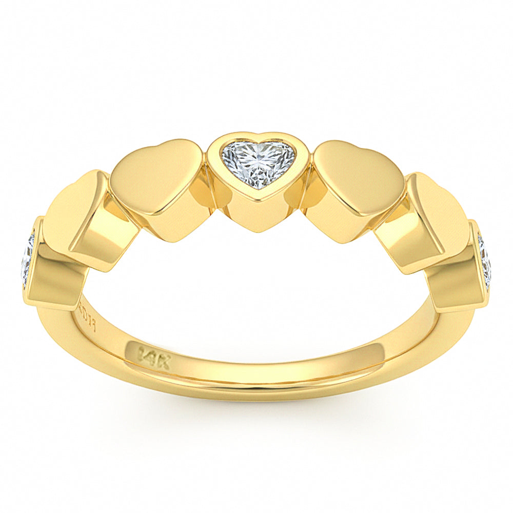 .42ct G SI 14kt Yellow Gold Diamond Bezel Set Band Ring Size 6.5