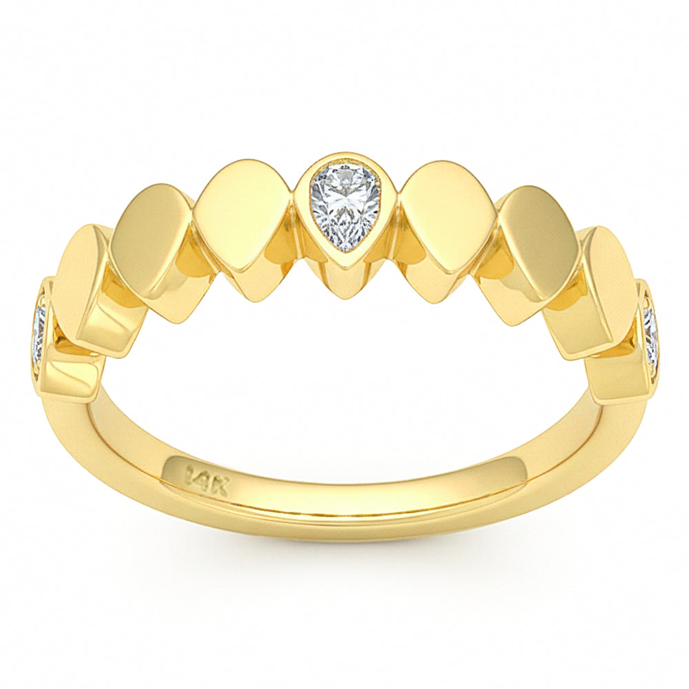 .30ct G SI 14kt Yellow Gold Diamond Bezel Set Band Ring Size 6.5