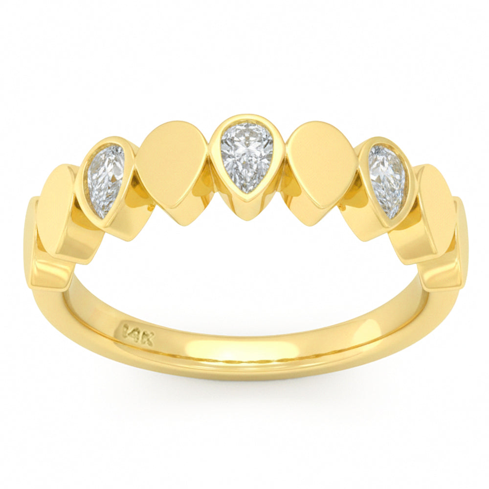 .27ct G SI 14kt Yellow Gold Diamond Bezel Set Band Ring Size 6.5