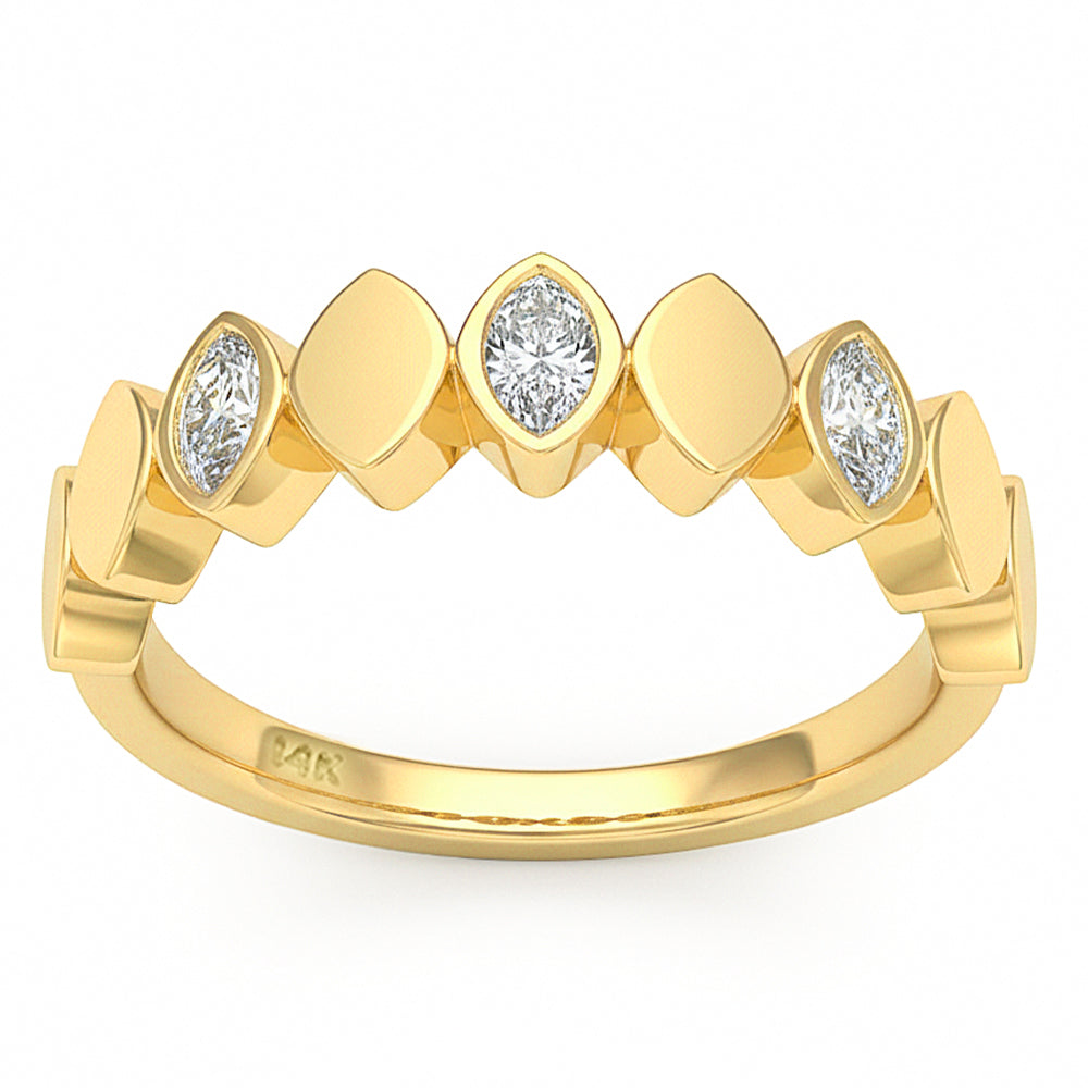 .32ct G SI 14kt Yellow Gold Diamond Bezel Set Band Ring Size 6.5