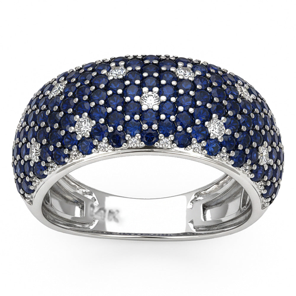 2.37ct G SI 14kt White Gold Diamond & Blue Sapphire Gemstone Ring Size 6.5