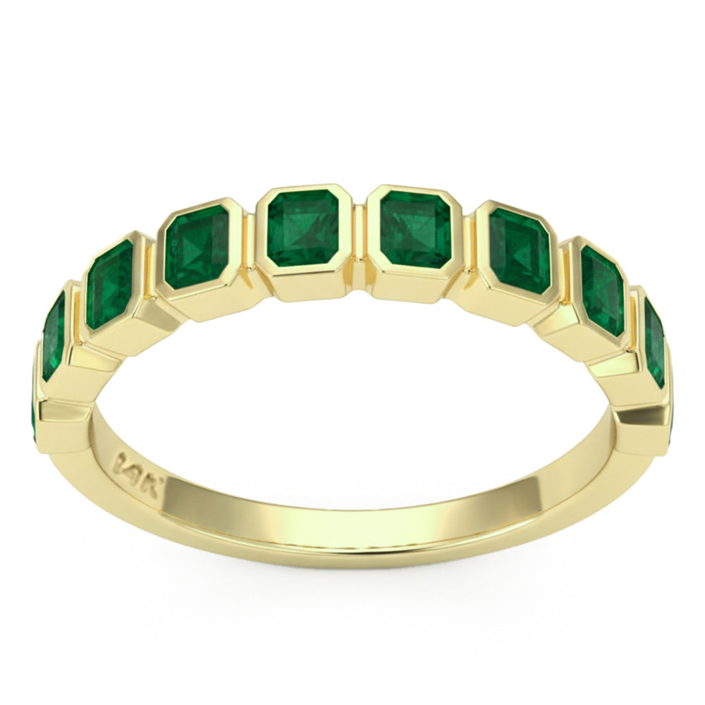 .71ct G SI 14kt Yellow Gold Emerald Bezel Set Gemstone Ring Size 6.5