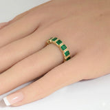 .71ct G SI 14kt Yellow Gold Emerald Bezel Set Gemstone Ring Size 6.5