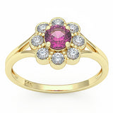 .80ct G SI 14kt Yellow Gold Diamond & Pink Sapphire Gemstone Ring Size 6.5