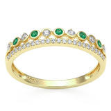 .20ct G SI 14kt Yellow Gold Diamond & Emerald Gemstone Ring Size 6.5