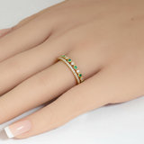 .20ct G SI 14kt Yellow Gold Diamond & Emerald Gemstone Ring Size 6.5