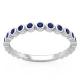 .20ct G SI 14kt White Gold Blue Sapphire Gemstone Bezel Set Band Ring Size 6.5
