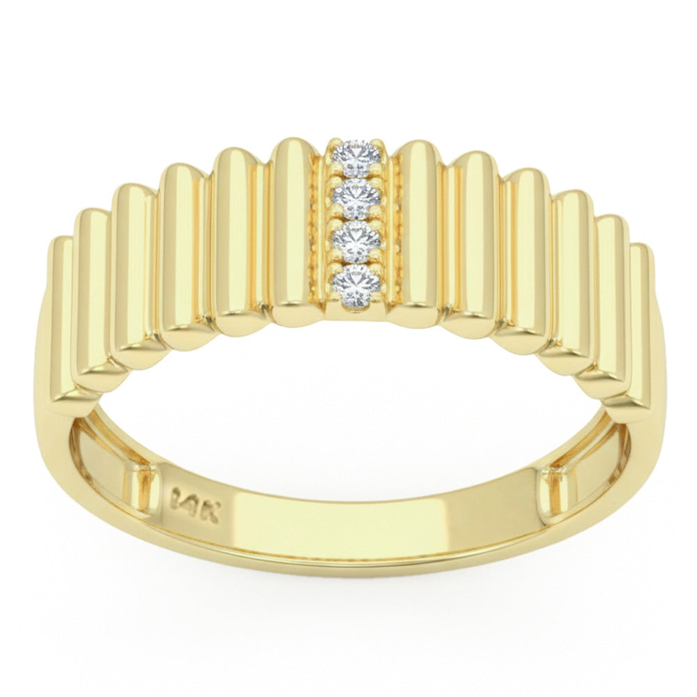  .06ct G SI 14kt Yellow Gold Fluted Diamond Band Ring Size 6.5