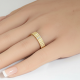 .06ct G SI 14kt Yellow Gold Fluted Diamond Band Ring Size 6.5
