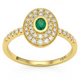 .44ct G SI 14kt Yellow Gold Diamond & Emerald Gemstone Ring Size 6.5