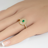 .44ct G SI 14kt Yellow Gold Diamond & Emerald Gemstone Ring Size 6.5