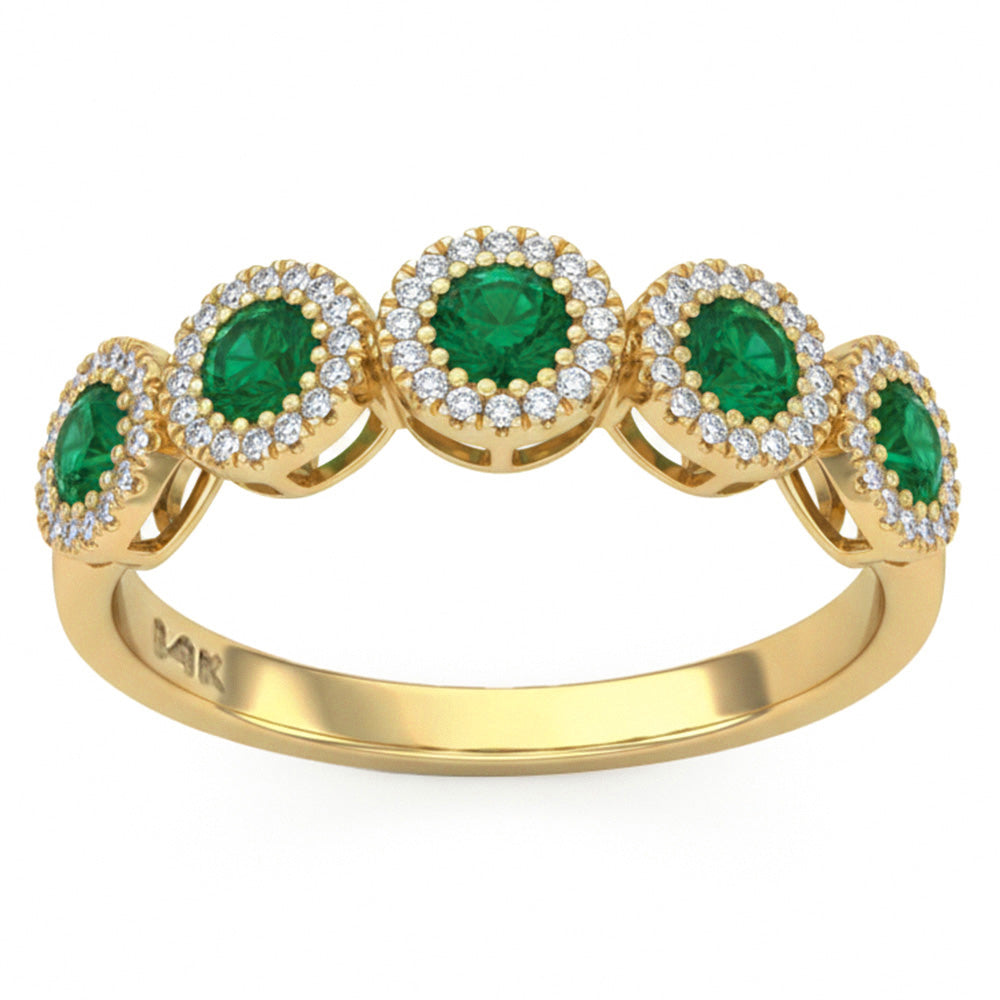 .63ct G SI 14kt Yellow Gold Diamond & Emerald Gemstone Ring Size 6.5