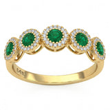 .63ct G SI 14kt Yellow Gold Diamond & Emerald Gemstone Ring Size 6.5