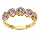 <span style="color:purple">SPECIAL!</span> .78ct G SI 14kt Yellow Gold Diamond & Pink Sapphire Gemstone Ring Size 6.5