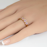 <span style="color:purple">SPECIAL!</span> .78ct G SI 14kt Yellow Gold Diamond & Pink Sapphire Gemstone Ring Size 6.5