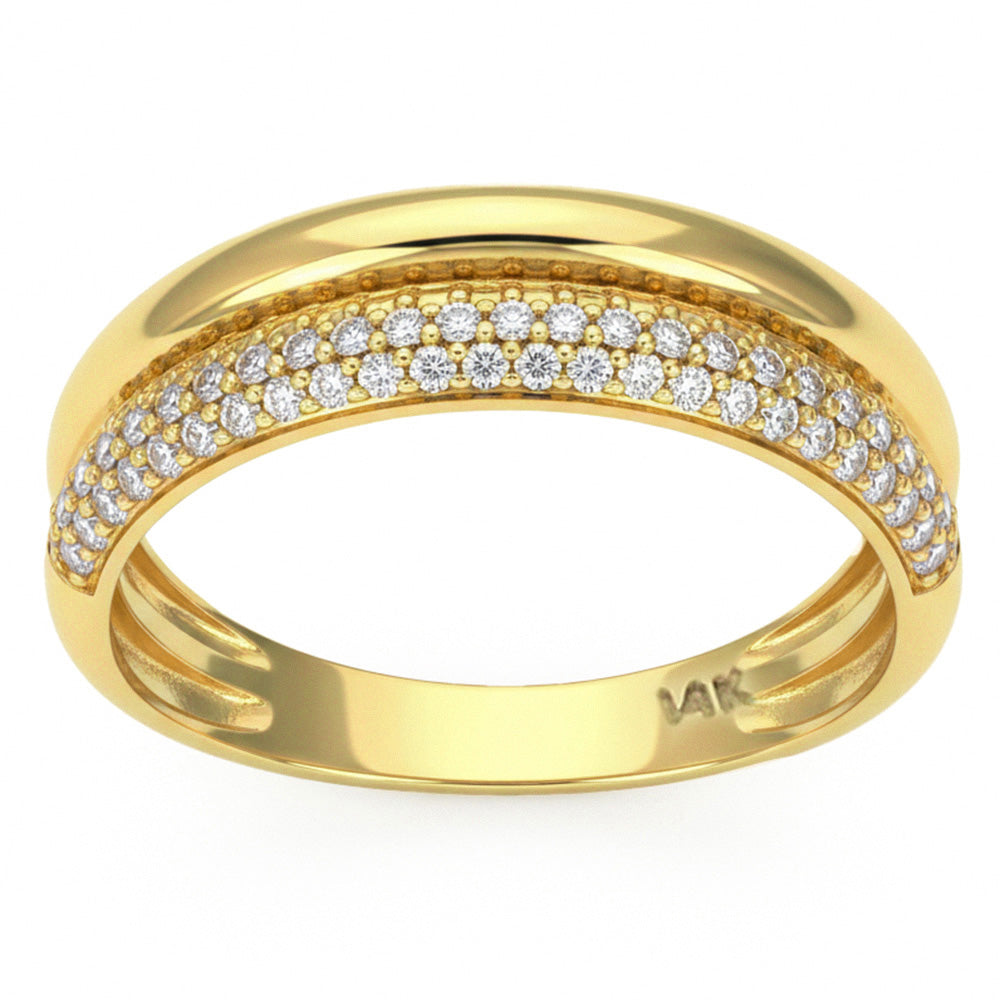 .30ct G SI 14kt Yellow Gold Diamond Double Band Ring Size 6.5