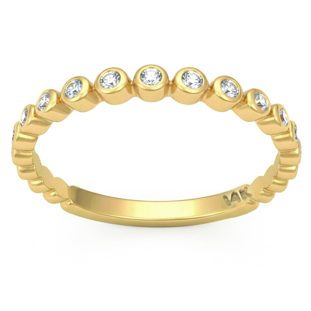 .14ct G SI 14kt Yellow Gold Diamond Bezel Set Band Ring Size 6.5