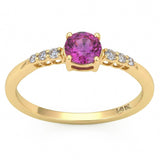<span style="color:purple">SPECIAL!</span> .76ct G SI 14kt Yellow Gold Diamond & Pink Sapphire Gemstone Ring Size 6.5
