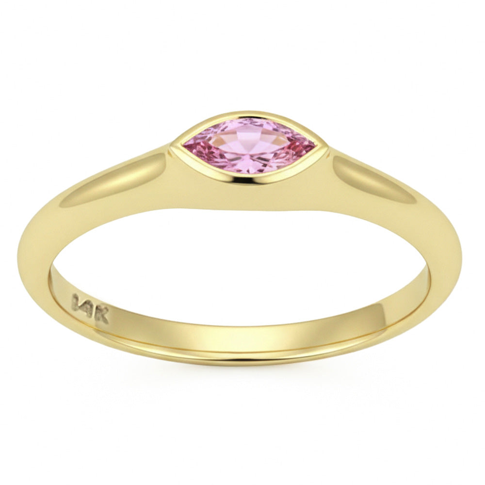 .28ct G SI 14kt Yellow Gold Pink Sapphire Gemstone Bezel Set Ring Size 6.5