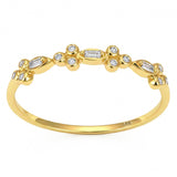 .08ct G SI 14kt Yellow Gold Round & Baguette Diamond Band Ring Size 6.5