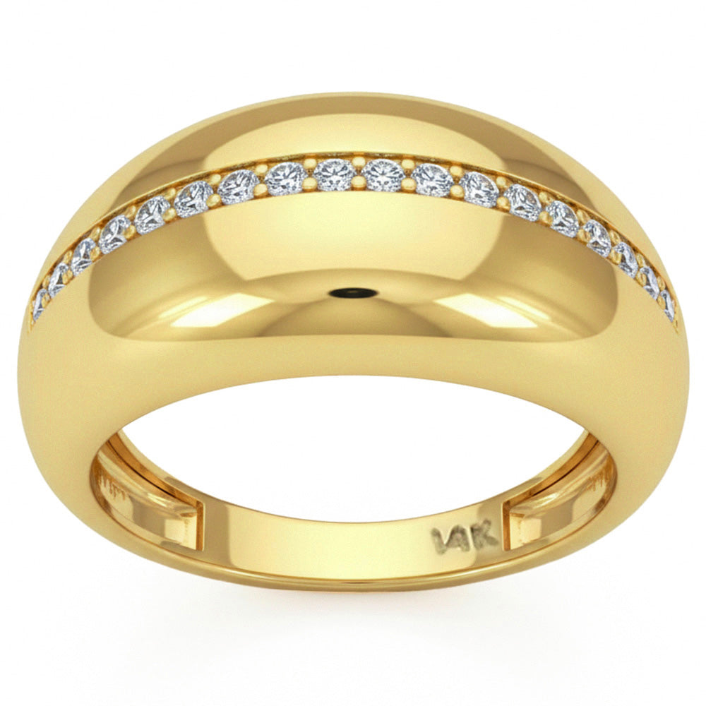 <span style="color:purple">SPECIAL!</span> .31ct G SI 14kt Yellow Gold Diamond Dome Shaped Band Ring Size 6.5