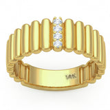 .10ct G SI 14kt Yellow Gold Round Diamond Fluted Band Ring Size 6.5