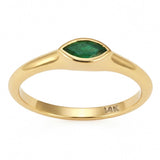 <span style="color:purple">SPECIAL!</span> .25ct G SI 14kt Yellow Gold Emerald Gemstone Bezel Set Ring Size 6.5